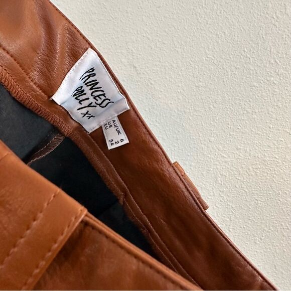 Princess Polly Faux Leather Split Hem High Rise Straight Leg Pant 384 - Picture 6 of 6